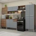 Armário de Cozinha Completa 293cm Rustic/Cinza/Rustic Emilly Madesa 01