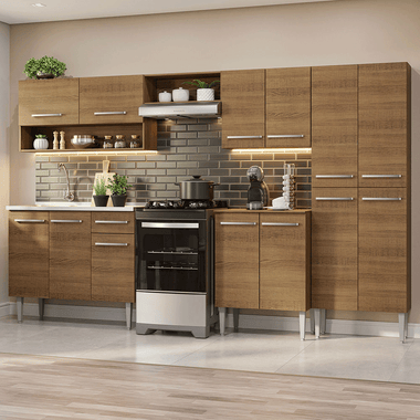 Armário de Cozinha Completa 293cm com Pia Rustic Emilly Madesa 09