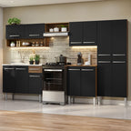 Armário de Cozinha Completa 293cm com Pia Rustic/Preto Emilly Madesa 09