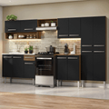 Armário de Cozinha Completa 293cm com Pia Rustic/Preto Emilly Madesa 09