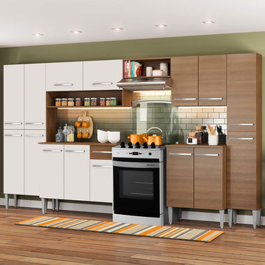 Armário de Cozinha Completa 325cm Rustic/Branco Emilly Joy Madesa 01