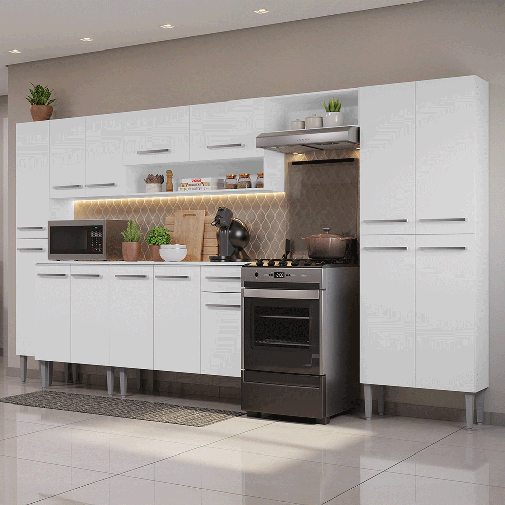 Armário de Cozinha Completa 325cm Branco Emilly Madesa 06