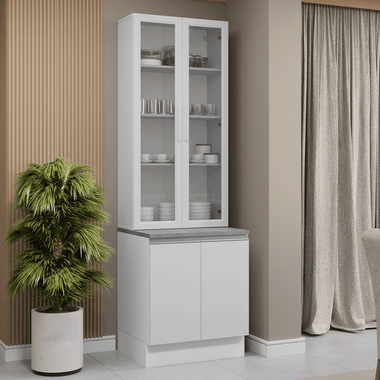 Kit Balcão + Cristaleira 70cm Branco Glamy Madesa 02