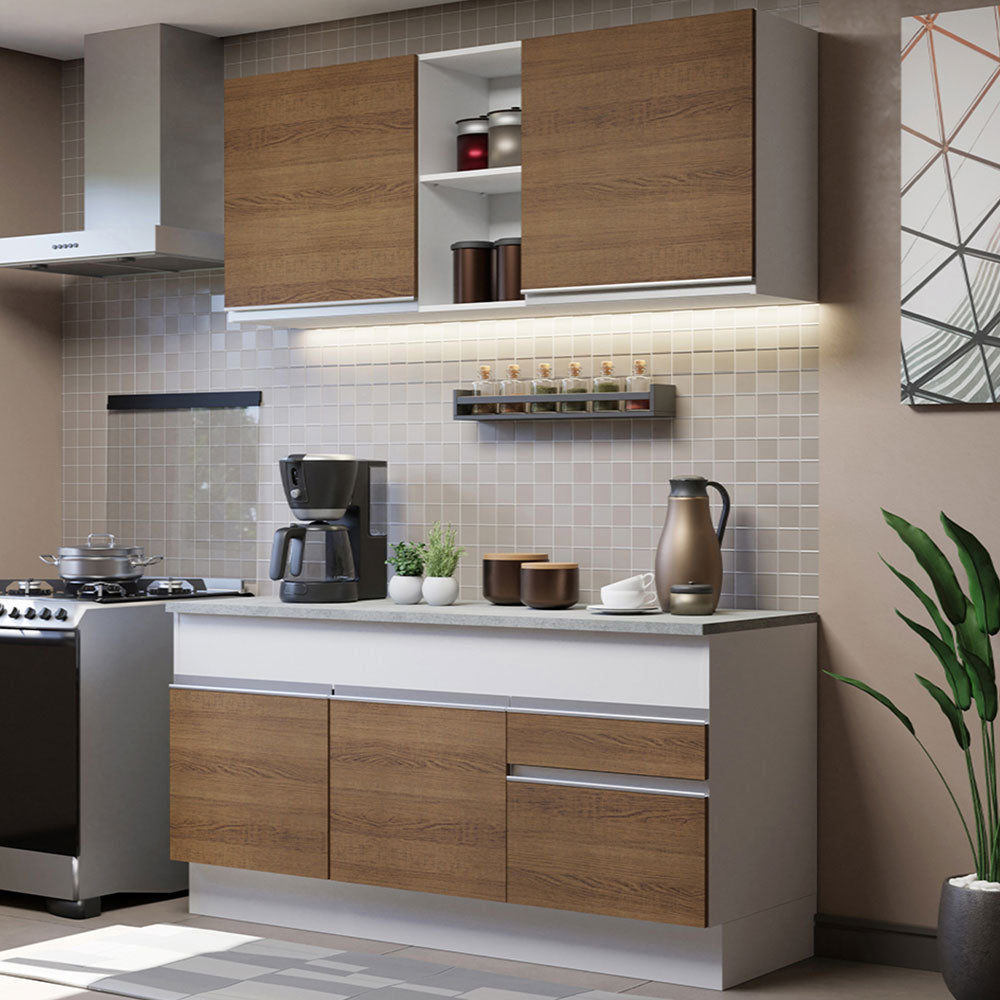 Armário de Cozinha Compacta 150cm Branco/Rustic Glamy Madesa 01