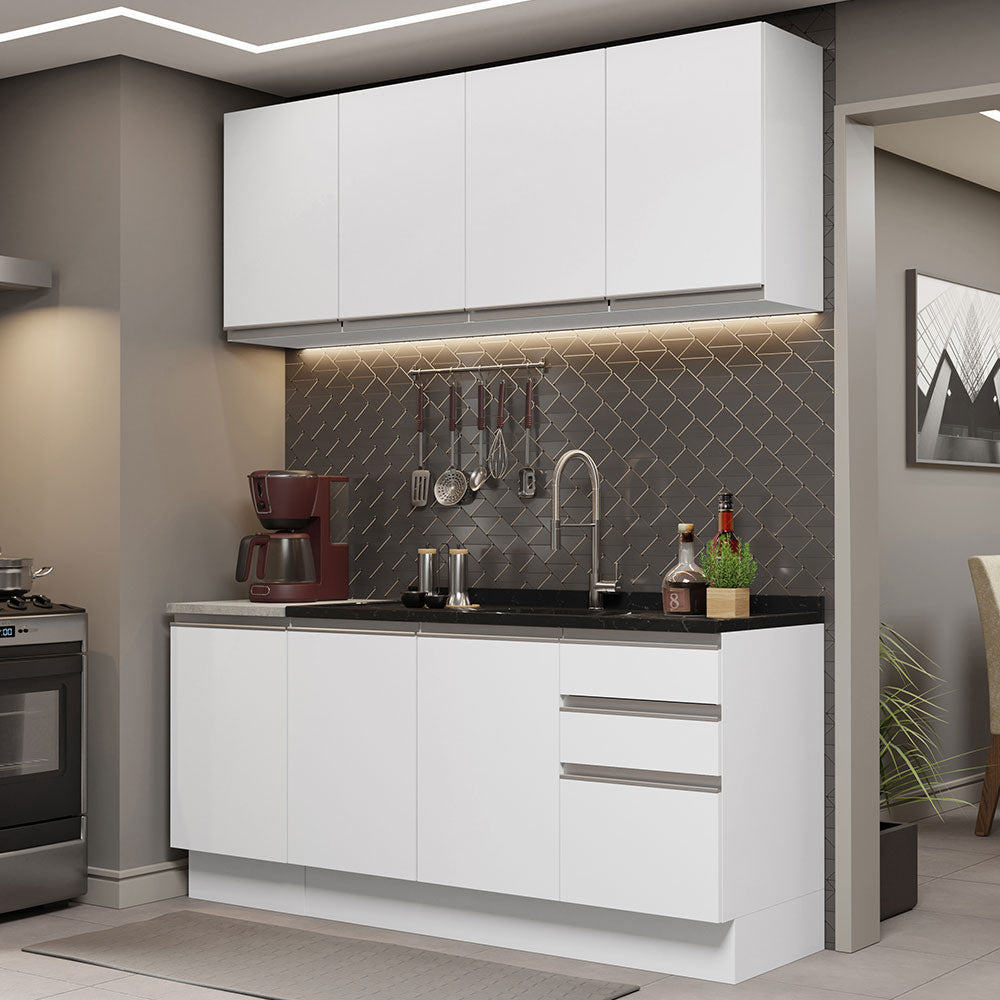Armário de Cozinha Compacta 160cm Branco Glamy Madesa 01