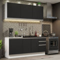 Armário de Cozinha Compacta 180cm Branco Preto Glamy Madesa 05
