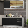 Armário de Cozinha Compacta 180cm Branco Preto Glamy Madesa 06