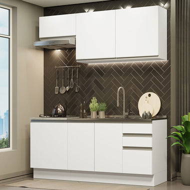 Armário de Cozinha Compacta 180cm Branco Glamy Madesa 07