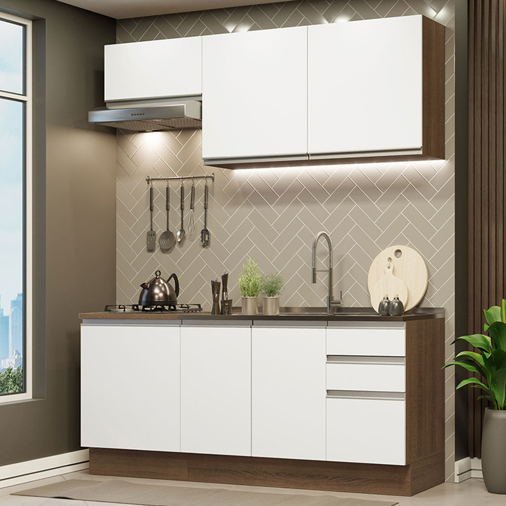 Armário de Cozinha Compacta 180cm Rustic Branco Glamy Madesa 07
