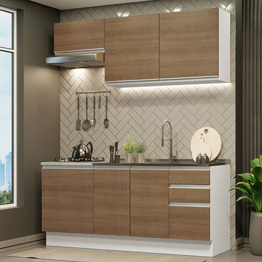 Armário de Cozinha Compacta 180cm Branco Rustic Glamy Madesa 07