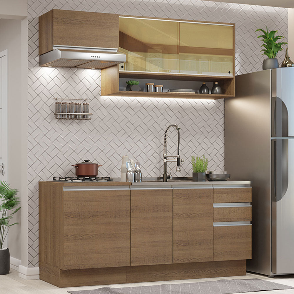Armário de Cozinha Compacta 180cm Rustic Glamy Madesa 08