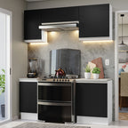 Armário de Cozinha Compacta 180cm Branco/Preto Glamy Madesa 12