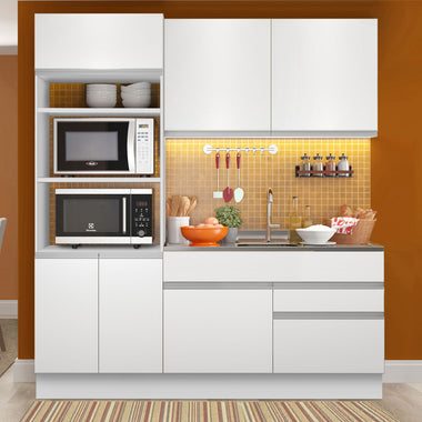 Armário de Cozinha Compacta 6 Portas 2 Gavetas (Sem Tampo e Pia) Branco Lívia Madesa