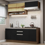 Armário de Cozinha Compacta 200cm Rustic Preto Glamy Madesa 03
