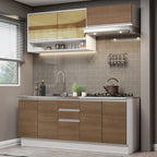 Armário de Cozinha Compacta 200cm Branco Rustic Glamy Madesa 03
