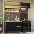 Armário de Cozinha Compacta 200cm Rustic/Preto Glamy Madesa 08