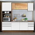 Armário de Cozinha Completa 220cm Rustic/Branco Glamy Madesa 01
