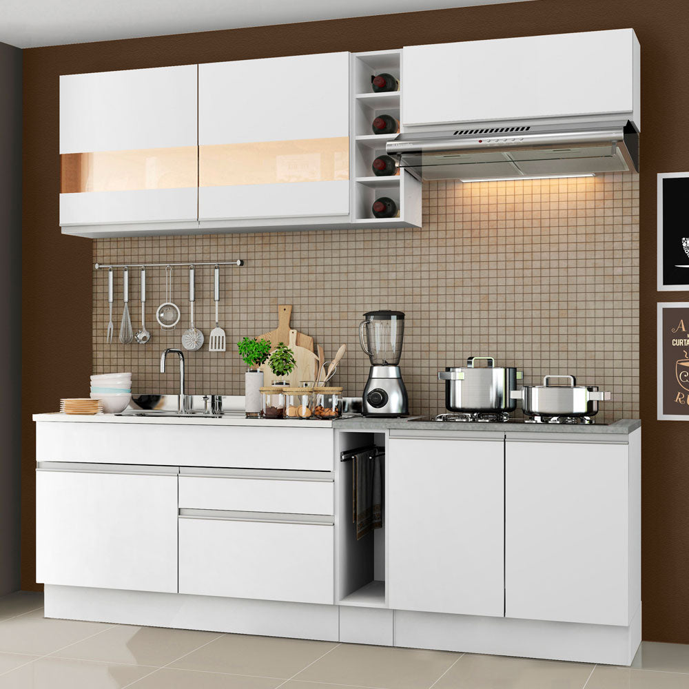 Armário de Cozinha Completa 220cm Branco Parma Madesa 02