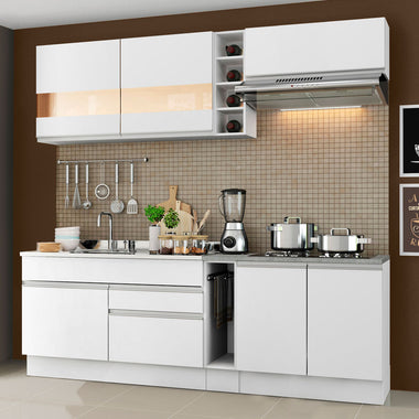 Armário de Cozinha Completa 220cm Branco Parma Madesa 02