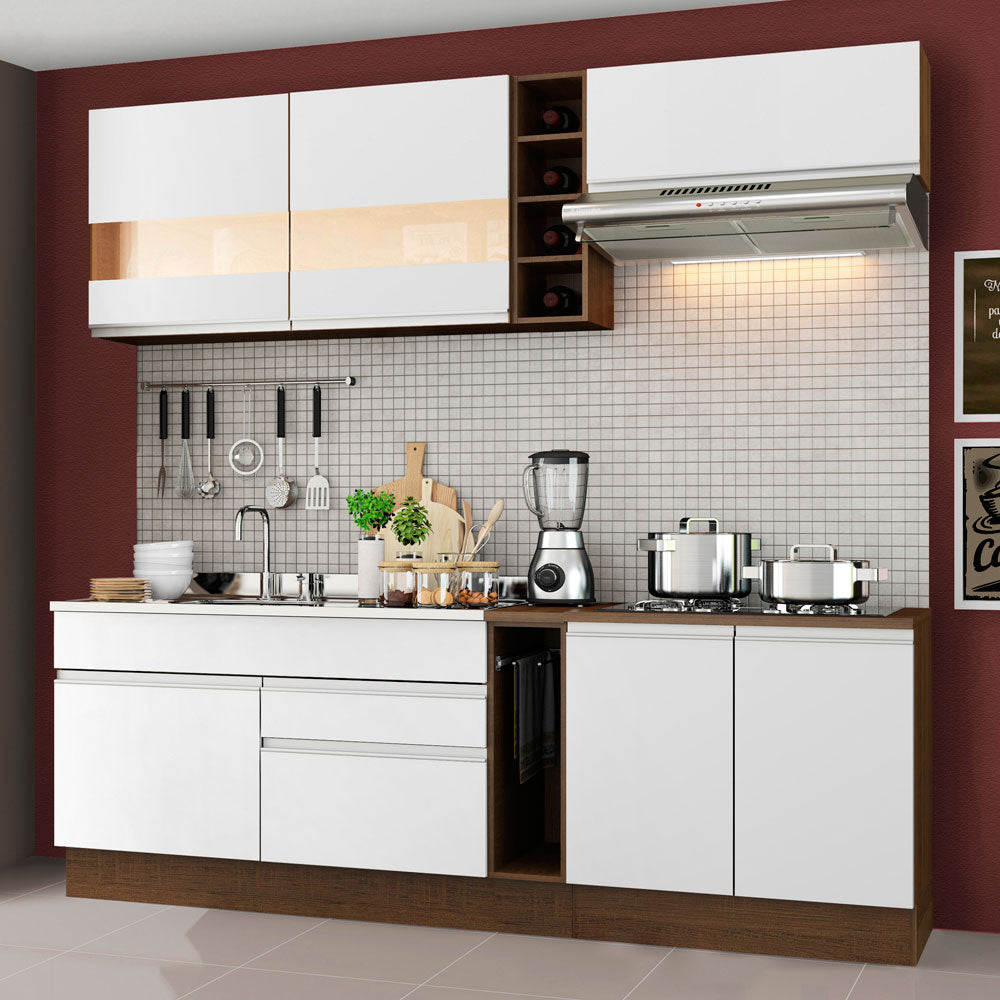 Armário de Cozinha Completa 220cm Rustic/Branco Parma Madesa 02