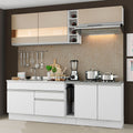 Armário de Cozinha Completa 220cm Branco/Branco/Crema Parma Madesa 02