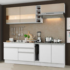 Armário de Cozinha Completa 220cm Branco/Branco/Crema Parma Madesa 02