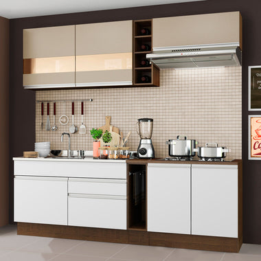 Armário de Cozinha Completa 220cm Branco/Rustic/Crema Parma Madesa 02