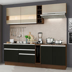 Armário de Cozinha Completa 220cm Rustic/Preto/Crema Parma Madesa 02