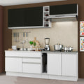 Armário de Cozinha Completa 220cm Branco/Branco/Preto Parma Madesa 03