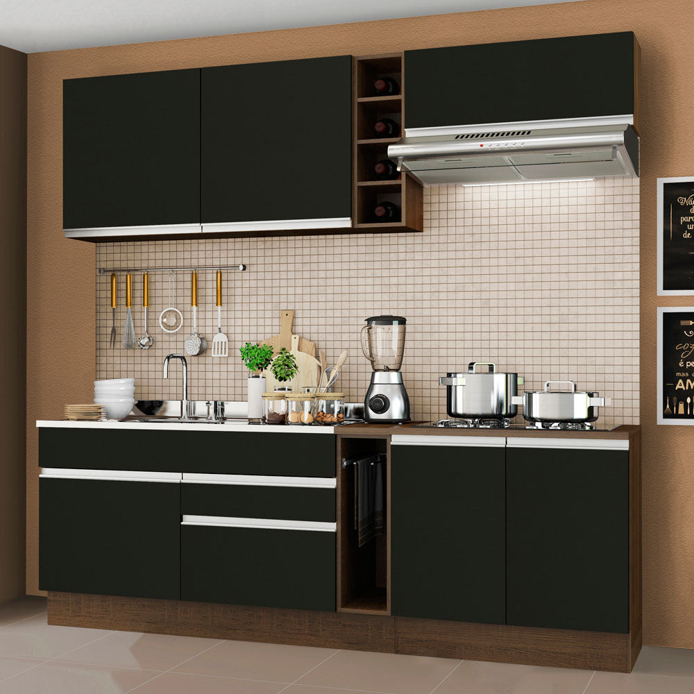 Armário de Cozinha Completa 220cm Rustic/Preto Parma Madesa 03