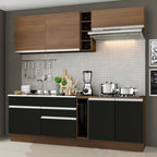 Armário de Cozinha Completa 220cm Rustic/Preto/Rustic Parma Madesa 03