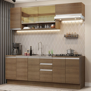 Armário de Cozinha Completa 240cm Rustic Glamy Madesa 03