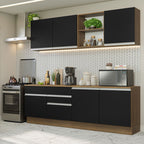 Armário de Cozinha Completa 240cm Rustic/Preto Glamy Madesa 06