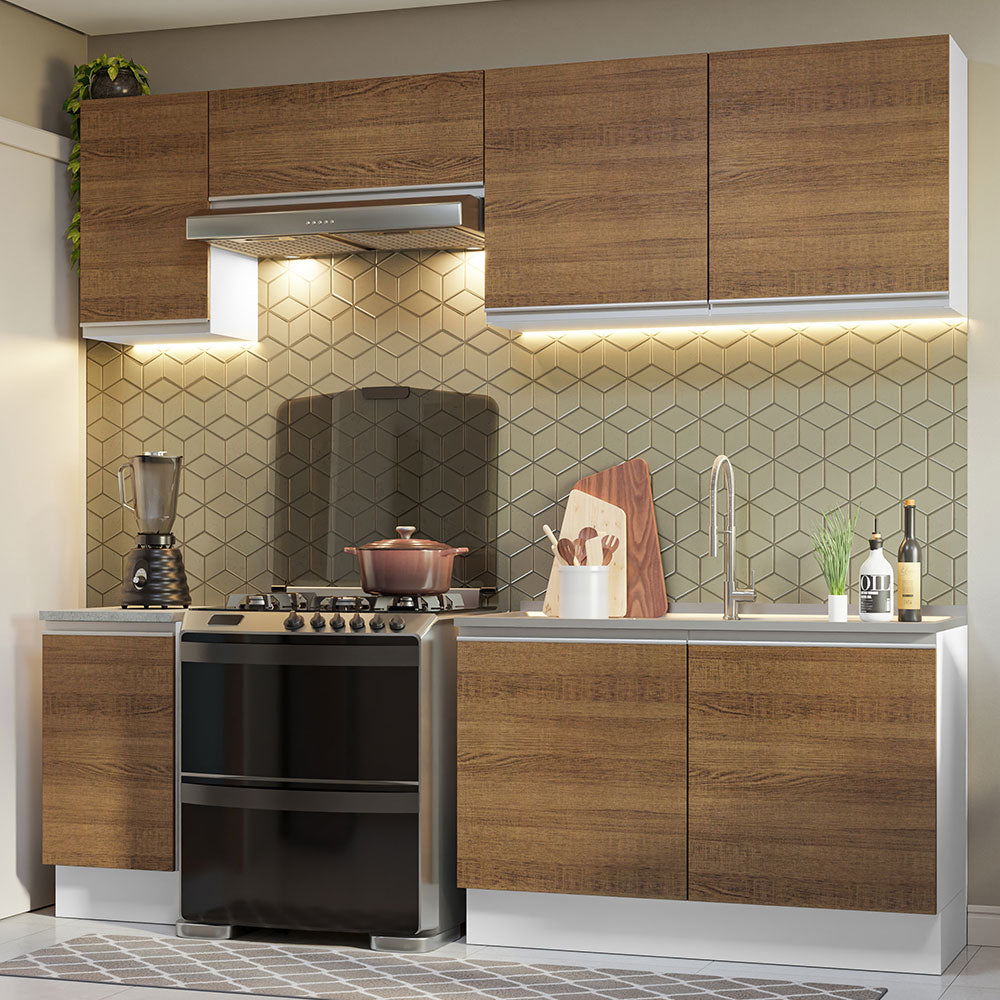 Armário de Cozinha Completa 240cm Branco/Rustic Glamy Madesa 10
