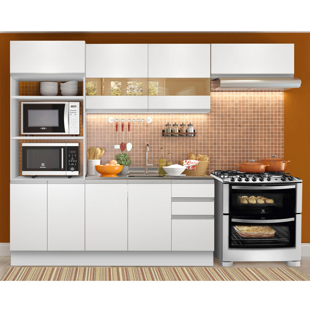 Armário de Cozinha Completa 270cm Branco Marselha Madesa 01