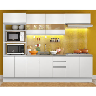 Armário de Cozinha Completa 270cm Branco Atenas Madesa 03