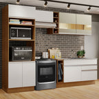 Armário de Cozinha Completa 270cm Rustic/Branco/Crema Jade Madesa 08