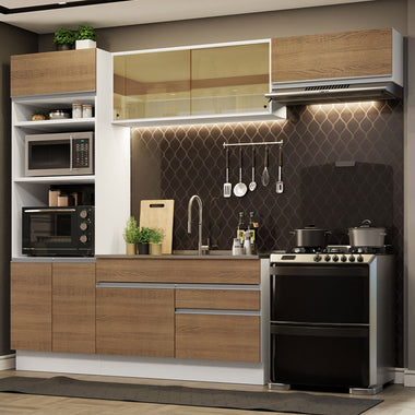 Armário de Cozinha Completa 270cm Branco Rustic Glamy Madesa 11
