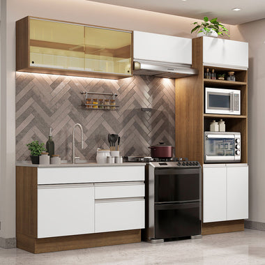 Armário de Cozinha Completa 270cm Rustic/Branco Glamy Madesa 12