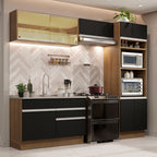 Armário de Cozinha Completa 270cm Rustic/Preto Glamy Madesa 12