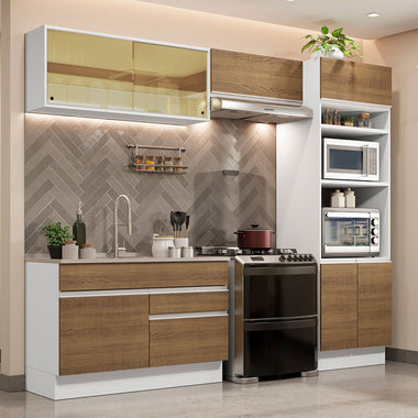 Armário de Cozinha Completa 270cm Branco/Rustic Glamy Madesa 12