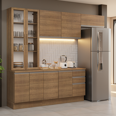 Armário de Cozinha Completa 270cm Rustic Glamy Madesa 16