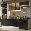 Armário de Cozinha Completa 270 cm Branco/Preto Glamy Madesa 17