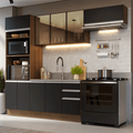 Armário de Cozinha Completa 270 cm Rustic/Preto Glamy Madesa 17
