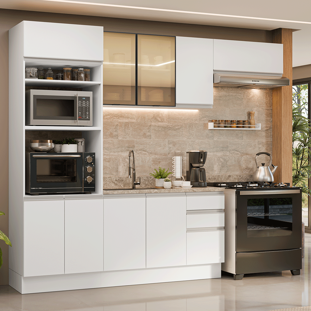 Armário de Cozinha Completa 270 cm Branco Glamy Madesa 18