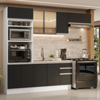 Armário de Cozinha Completa 270 cm Branco/Preto Glamy Madesa 18