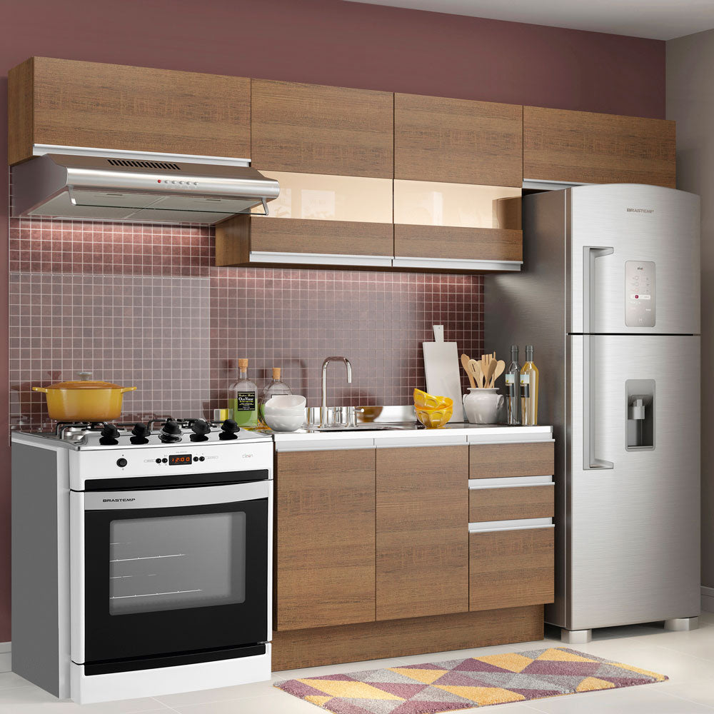Armário de Cozinha Compacta 280cm Rustic Marina Madesa 01