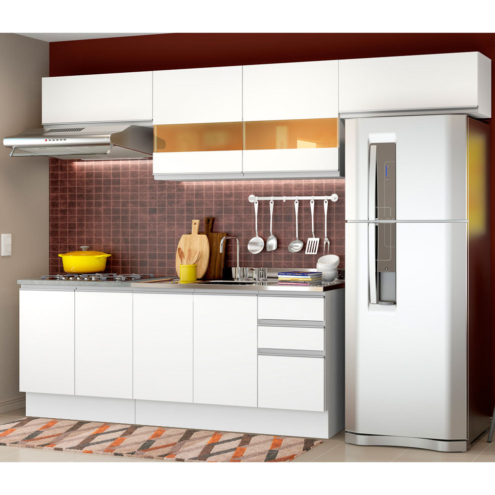 Armário de Cozinha Completa 280cm Branco Mariana Madesa 02