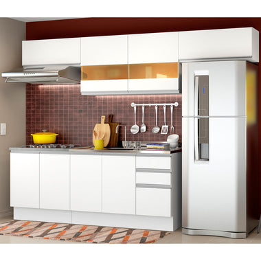 Armário de Cozinha Completa 280cm Branco Mariana Madesa 02