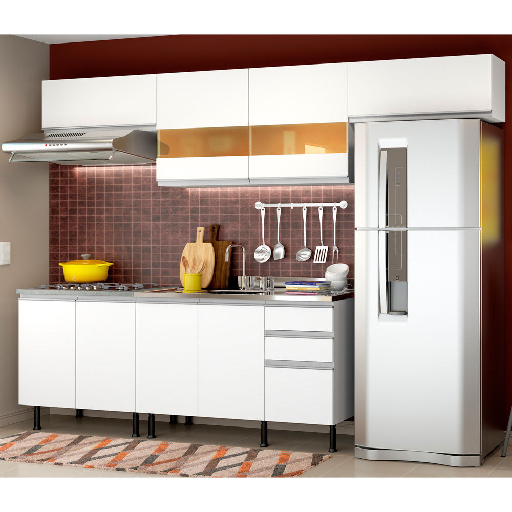 Armário de Cozinha Completa 280cm Branco Mariana Madesa 02SR